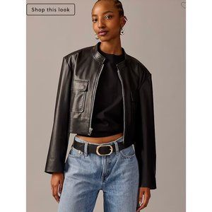 J.Crew $598 Collection Jodie Leather Lady Jacket Black Size S BU193